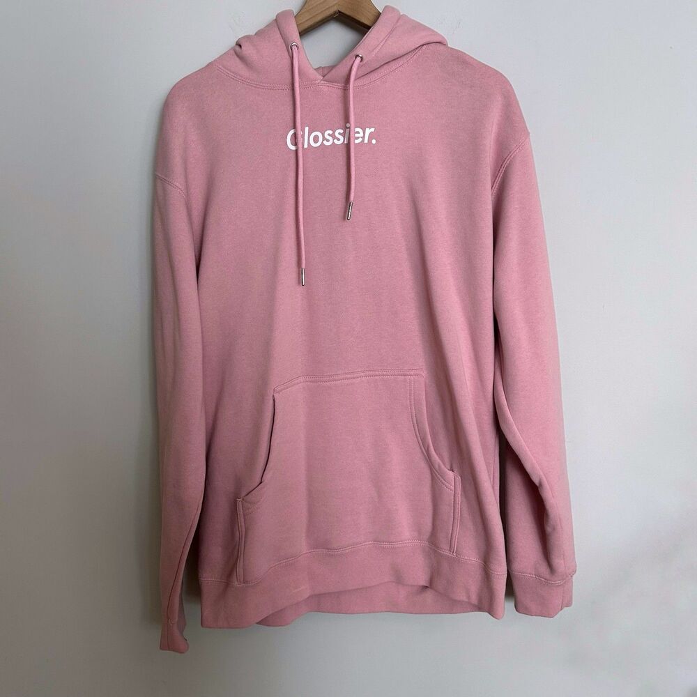Glossier Original Pink Hoodie Sweatshirt New Size Medium